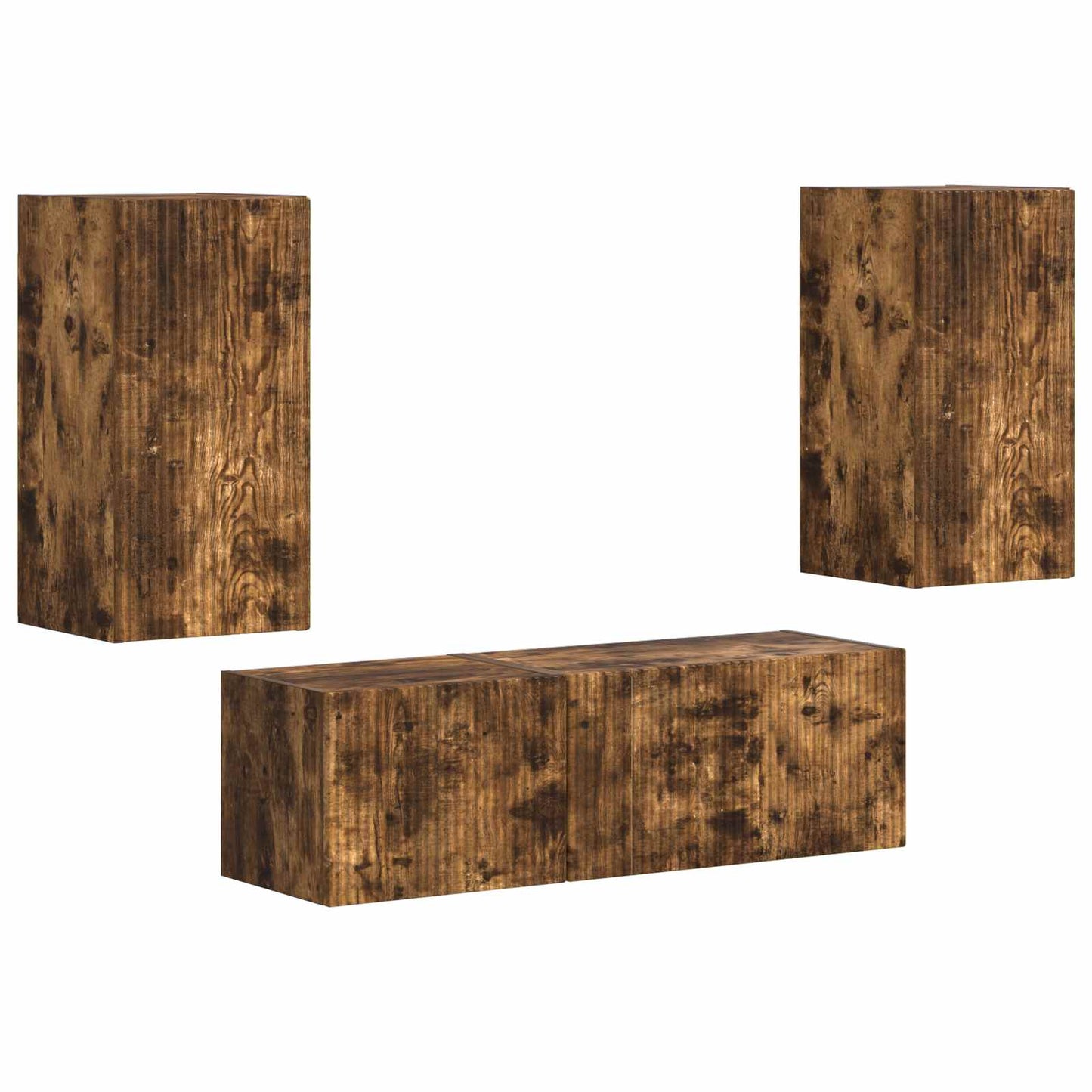TV Wall Cabinet Set 4 pcs Smoked Oak Engineered Wood