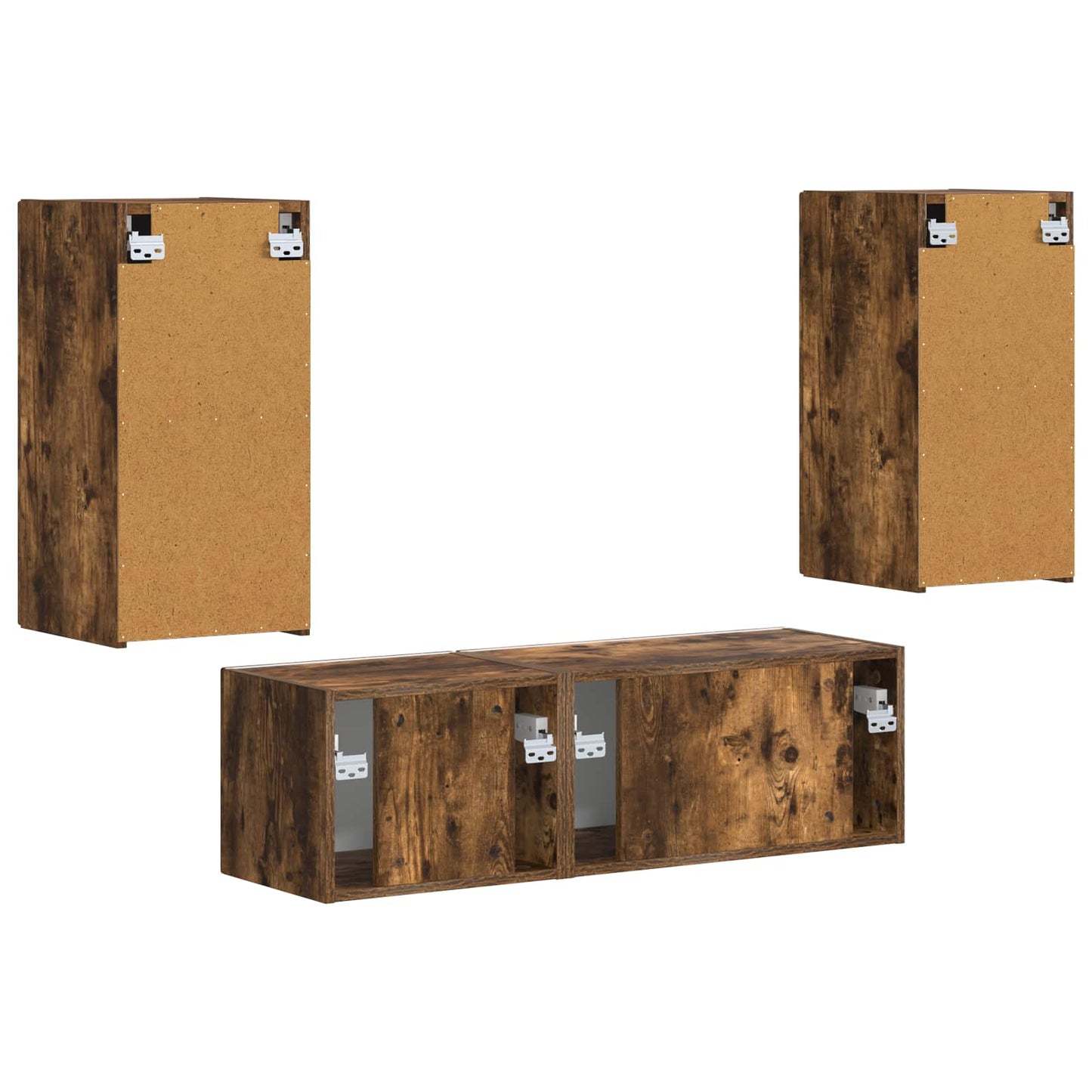 TV Wall Cabinet Set 4 pcs Smoked Oak Engineered Wood