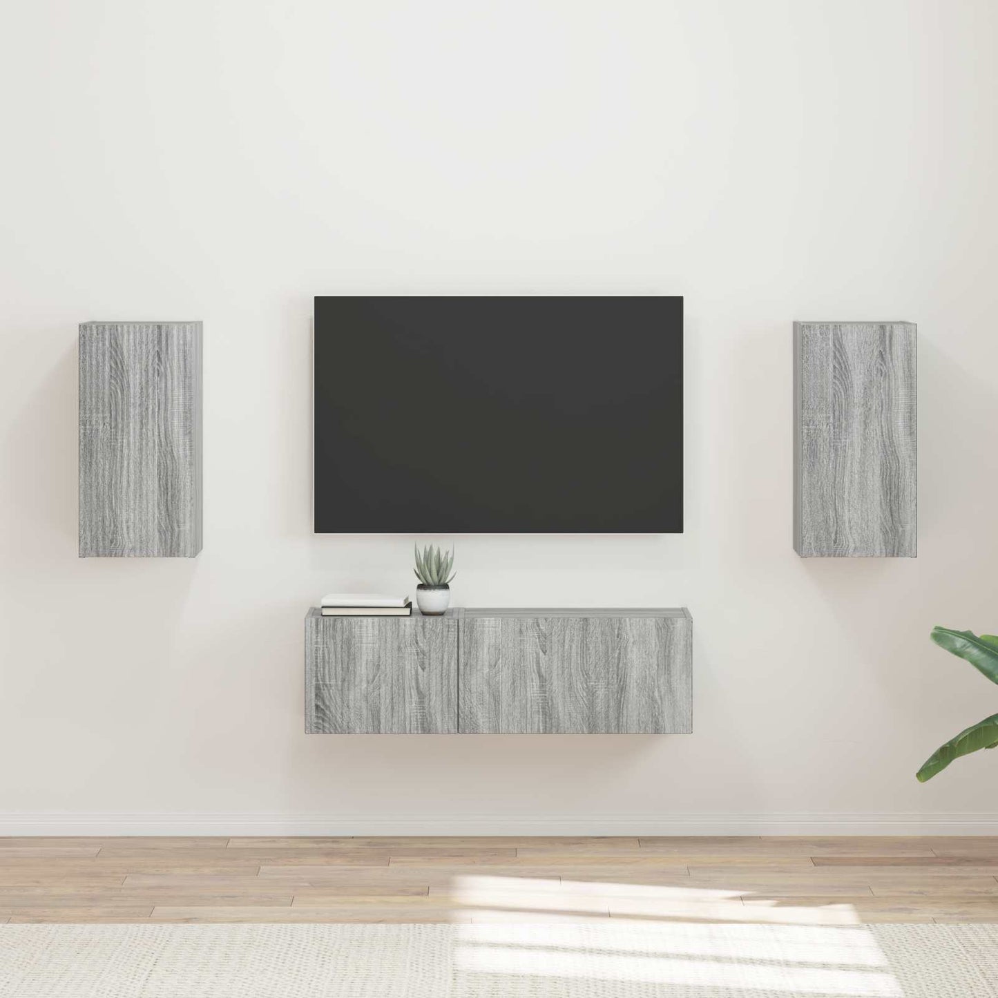 TV Wall Cabinet Set 4 pcs Grey Sonoma Engineered Wood