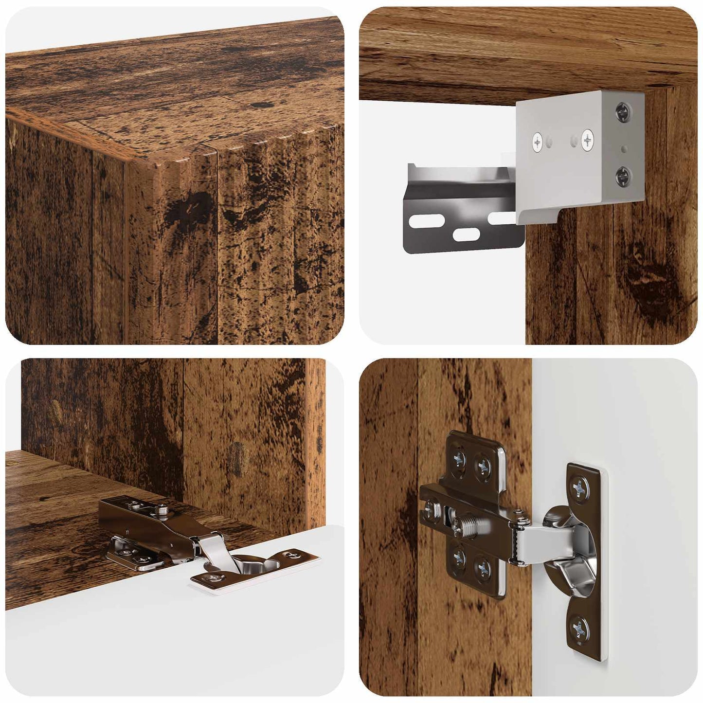 TV Wall Cabinet Set Wall-mounted 4 pcs Old Wood Engineered Wood