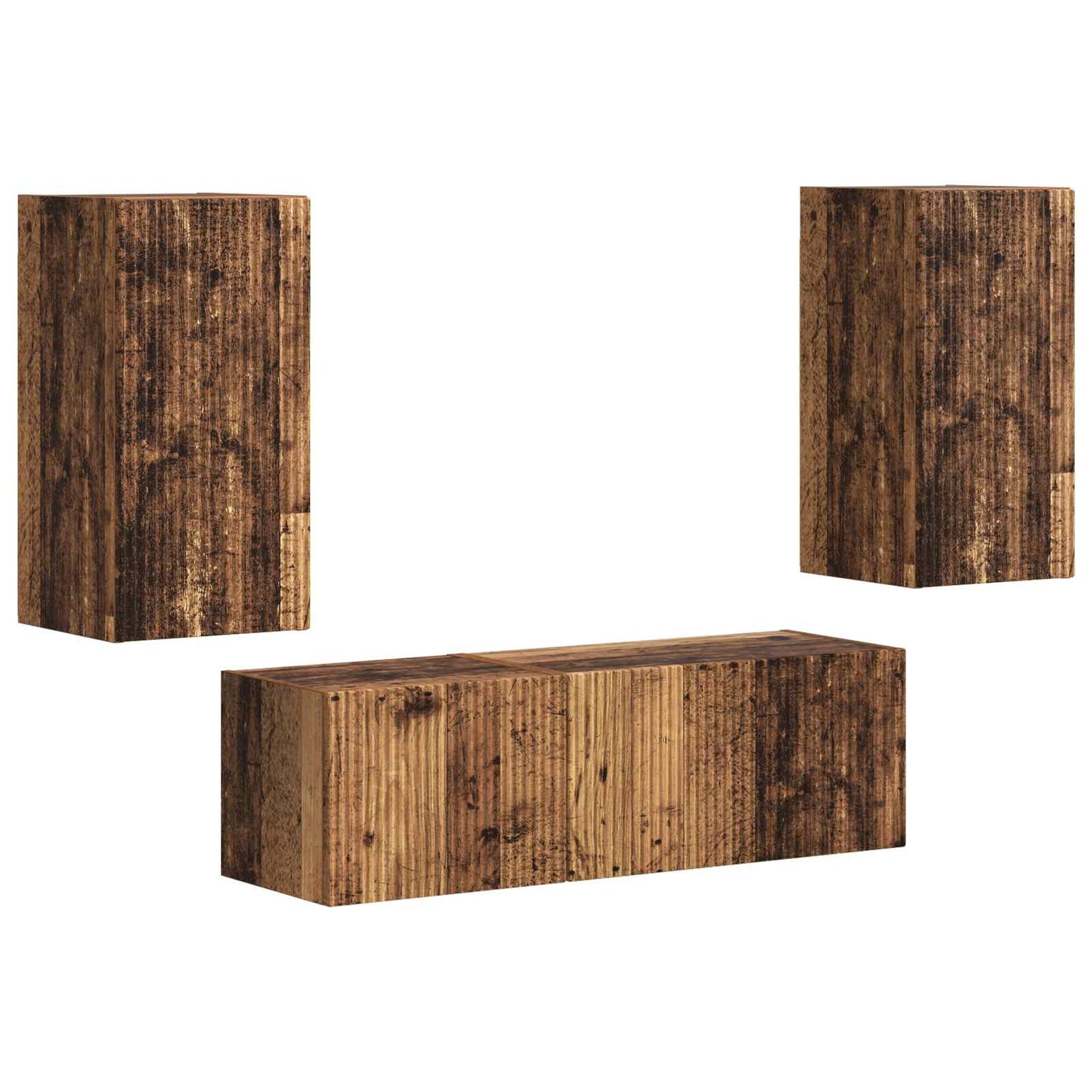 TV Wall Cabinet Set Wall-mounted 4 pcs Old Wood Engineered Wood