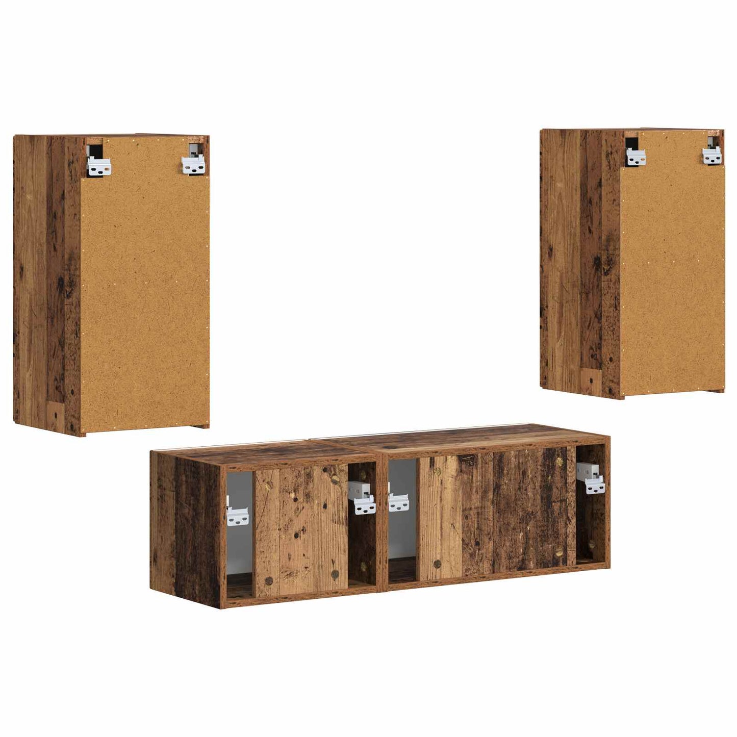 TV Wall Cabinet Set Wall-mounted 4 pcs Old Wood Engineered Wood