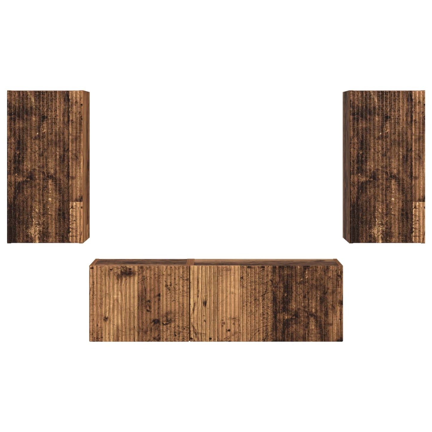 TV Wall Cabinet Set Wall-mounted 4 pcs Old Wood Engineered Wood
