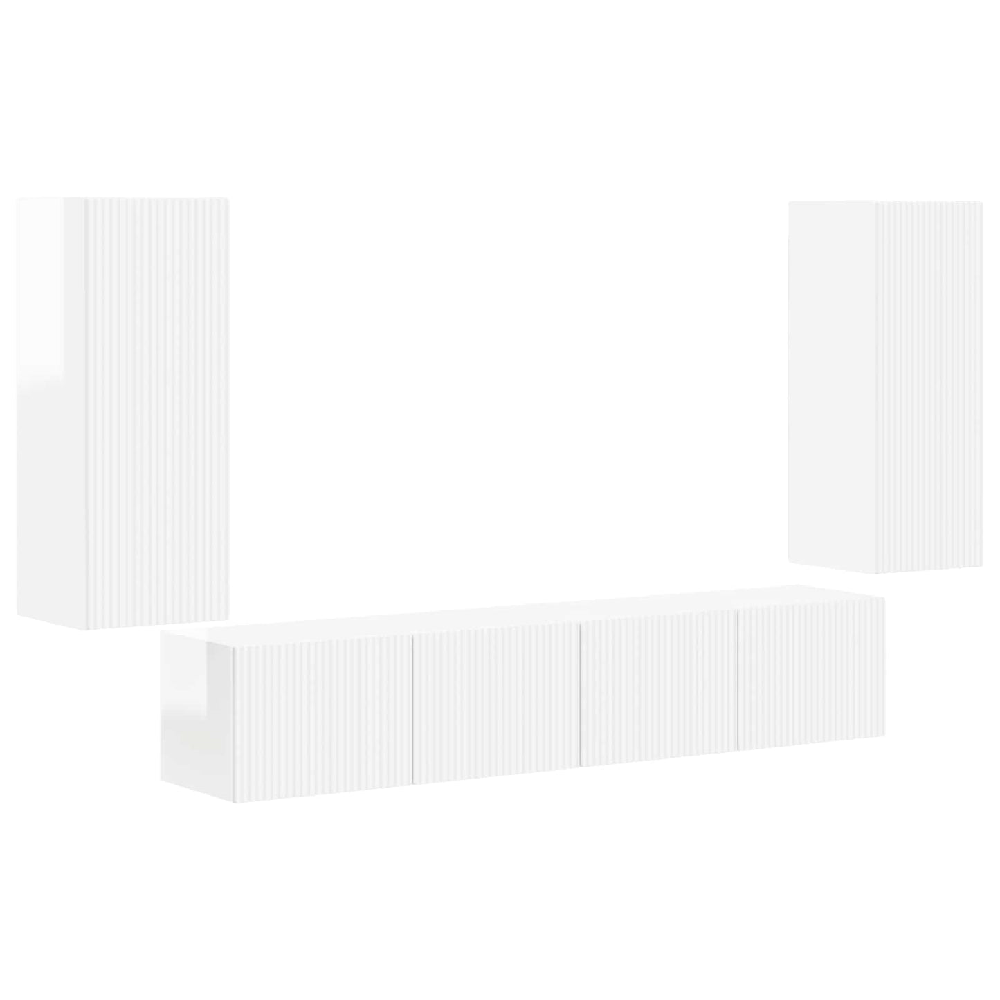 TV Wall Cabinet Set 4 pcs High Gloss White Engineered Wood