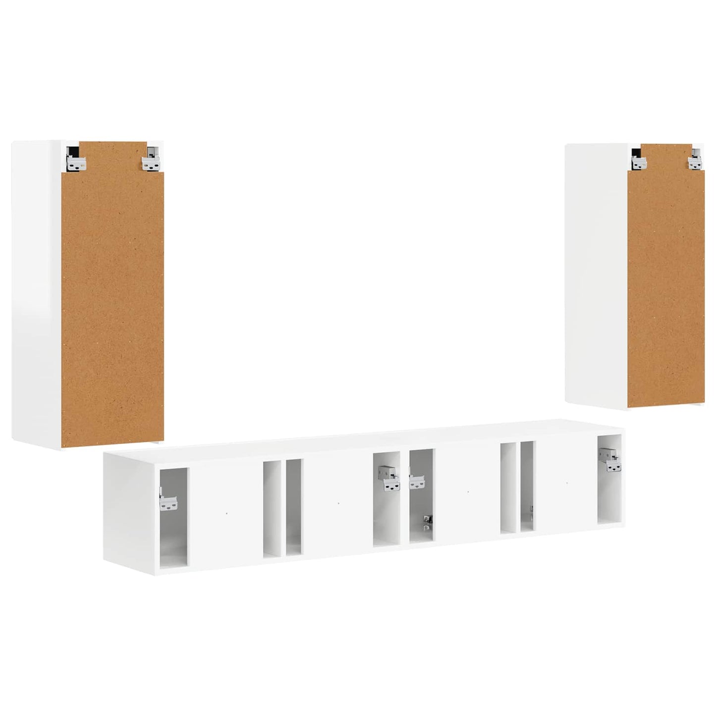 TV Wall Cabinet Set 4 pcs High Gloss White Engineered Wood