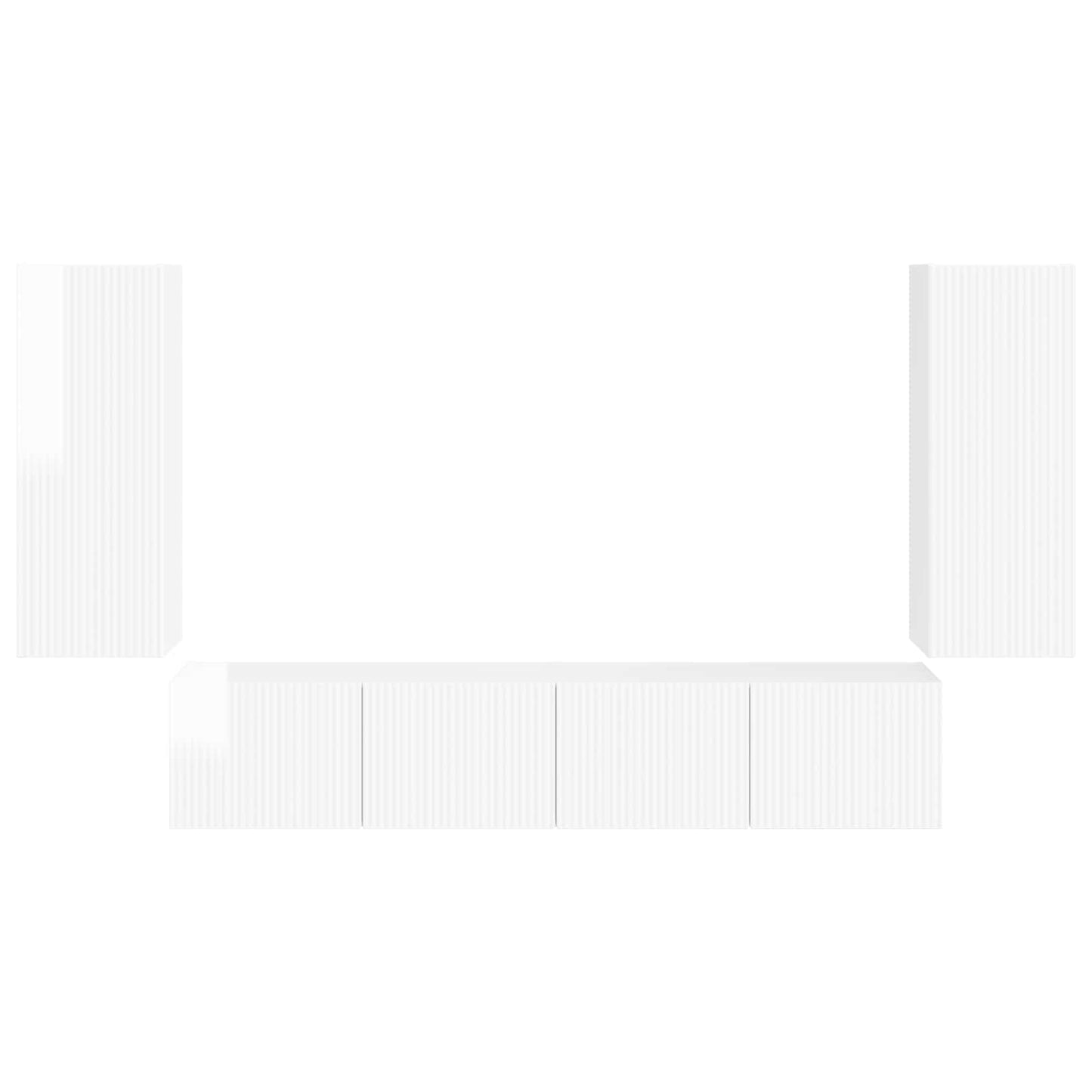 TV Wall Cabinet Set 4 pcs High Gloss White Engineered Wood
