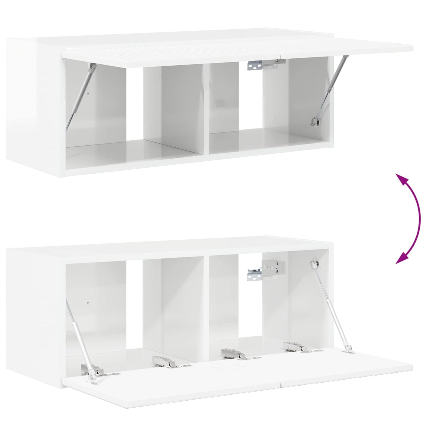 TV Wall Cabinet Set 4 pcs High Gloss White Engineered Wood