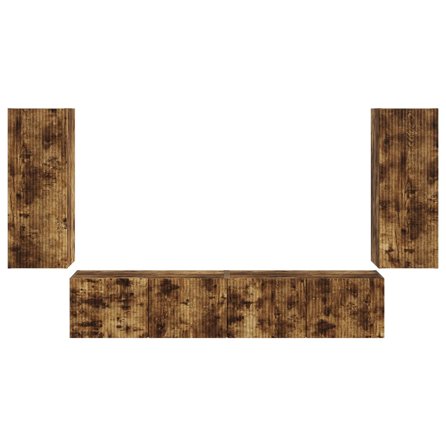 TV Wall Cabinet Set 4 pcs Smoked Oak Engineered Wood