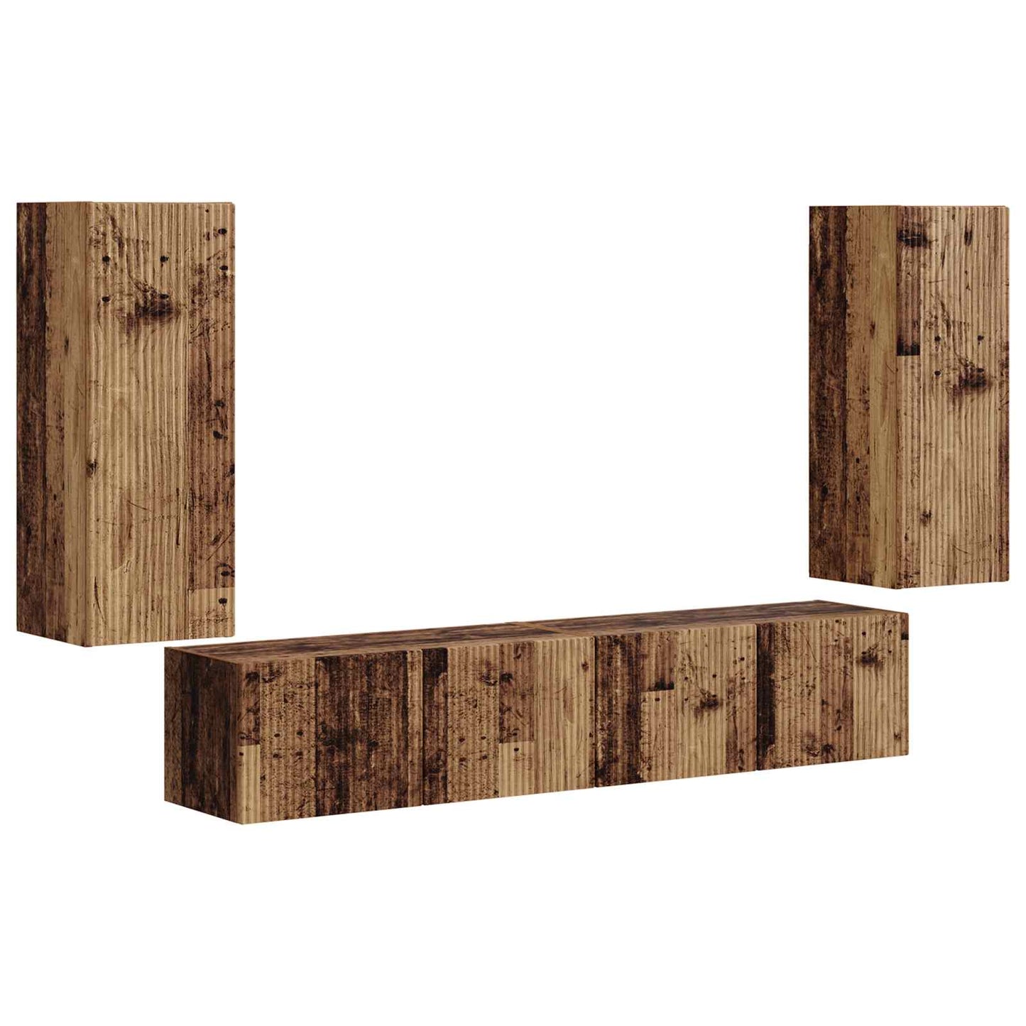 TV Wall Cabinet Set Wall-mounted 4 pcs Old Wood Engineered Wood