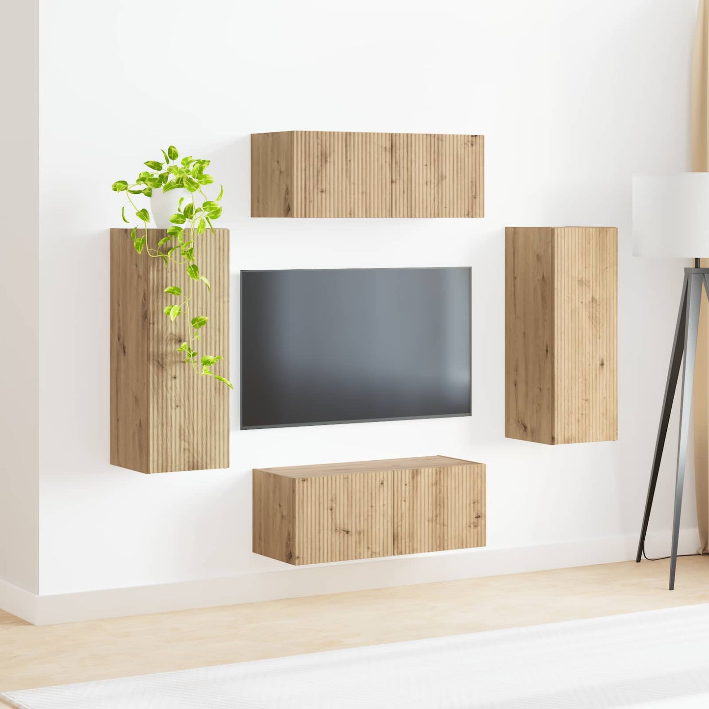 TV Wall Cabinet Set 4 pcs Artisan Oak Engineered Wood