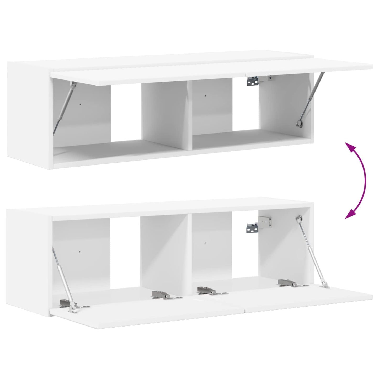 TV Wall Cabinet Set 4 pcs White Engineered Wood