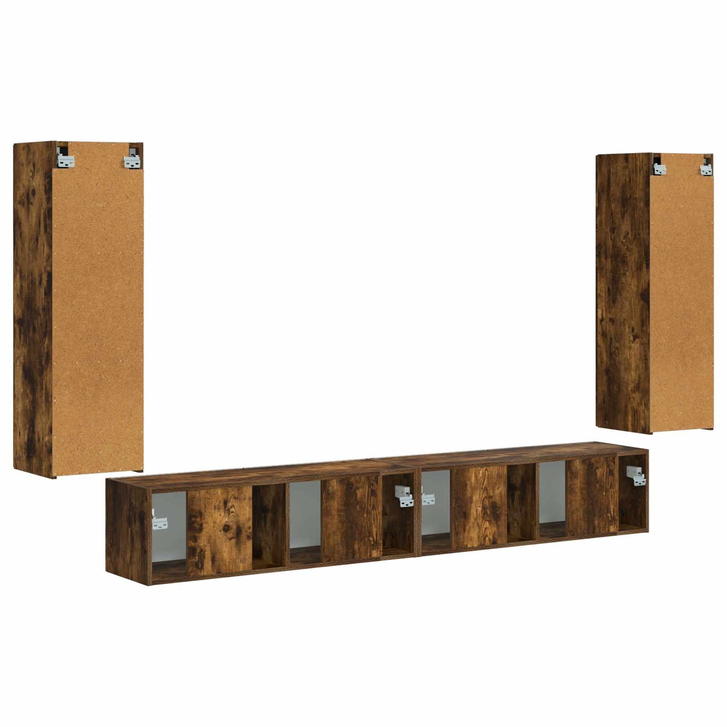TV Wall Cabinet Set 4 pcs Smoked Oak Engineered Wood