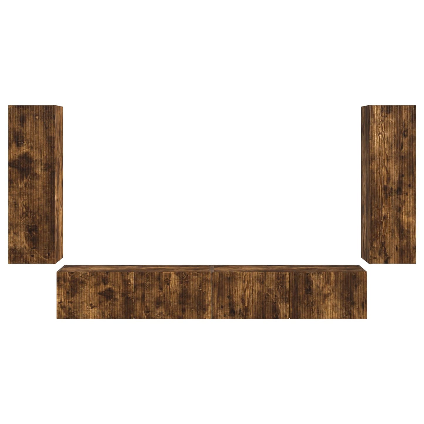 TV Wall Cabinet Set 4 pcs Smoked Oak Engineered Wood