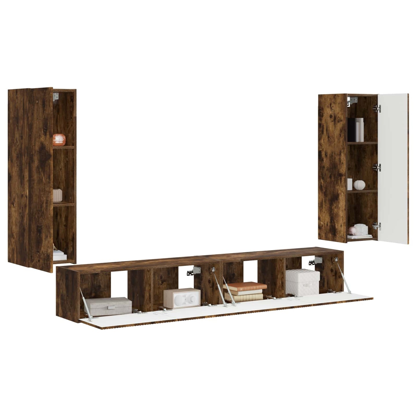 TV Wall Cabinet Set 4 pcs Smoked Oak Engineered Wood