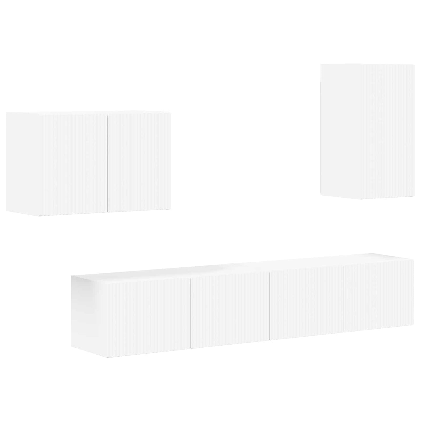 TV Wall Cabinet Set Wall-mounted 4 pcs White Engineered Wood