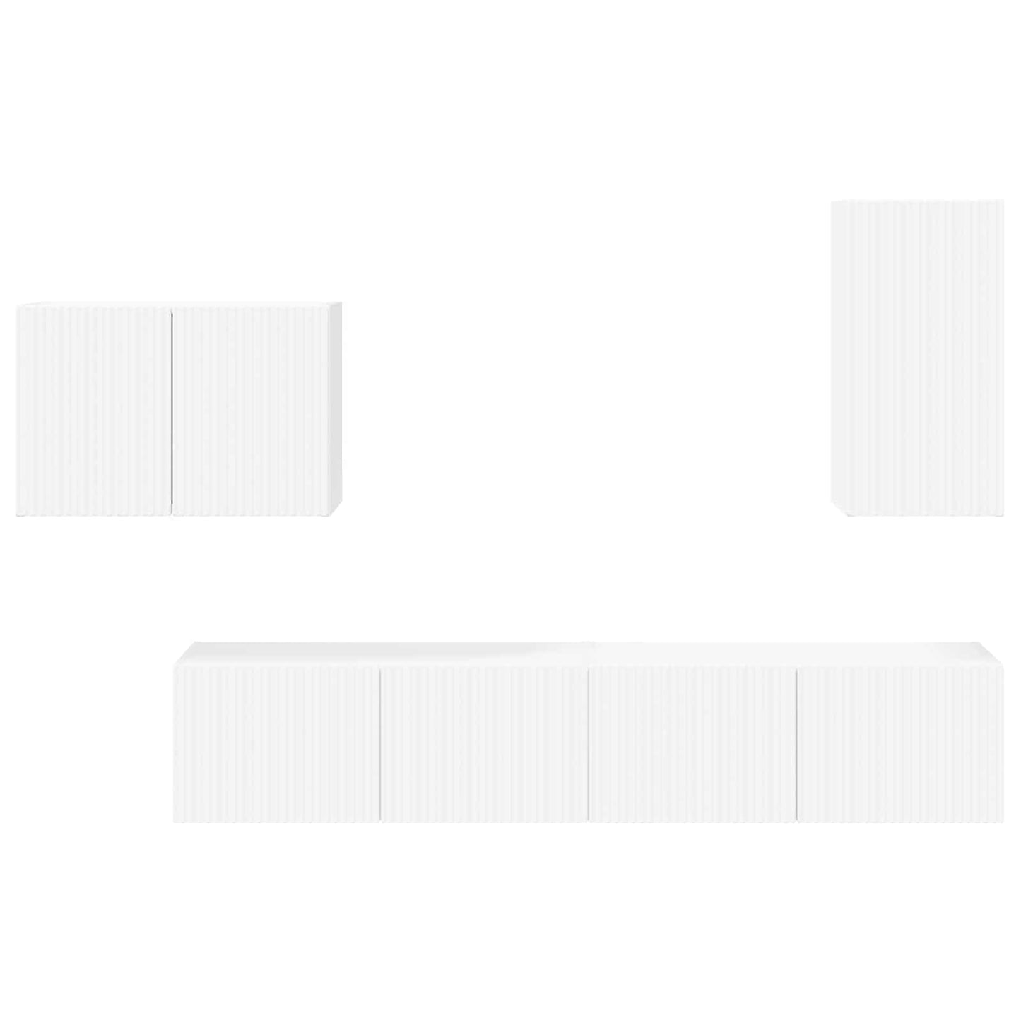 TV Wall Cabinet Set Wall-mounted 4 pcs White Engineered Wood