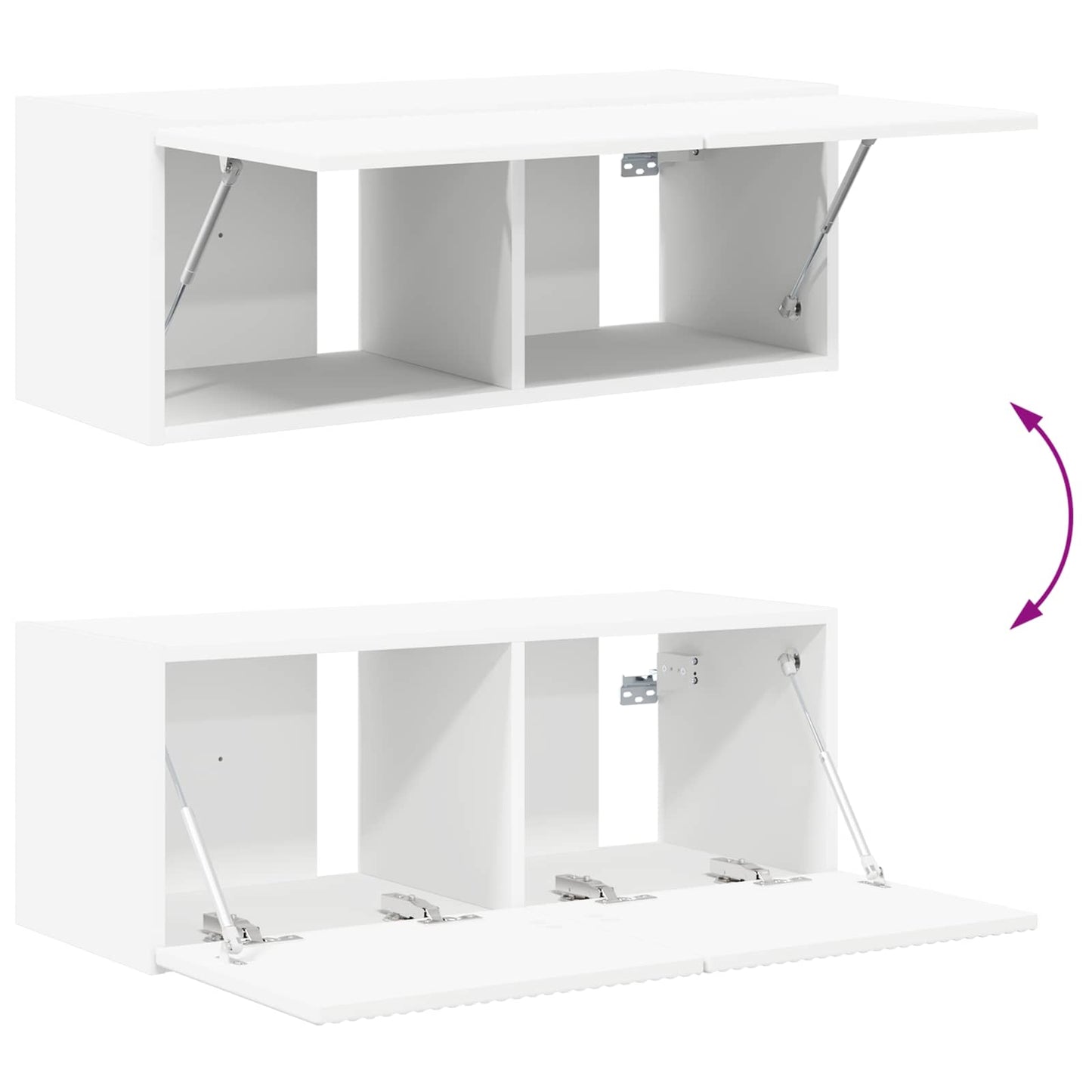 TV Wall Cabinet Set Wall-mounted 4 pcs White Engineered Wood