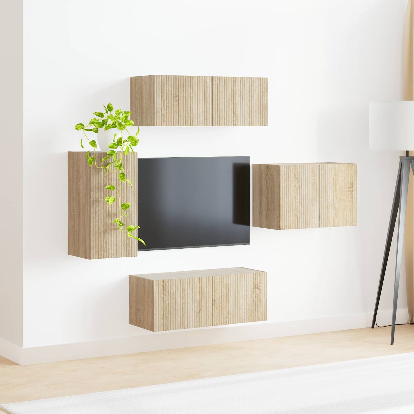 TV Wall Cabinet Set 4 pcs Sonoma Oak Engineered Wood