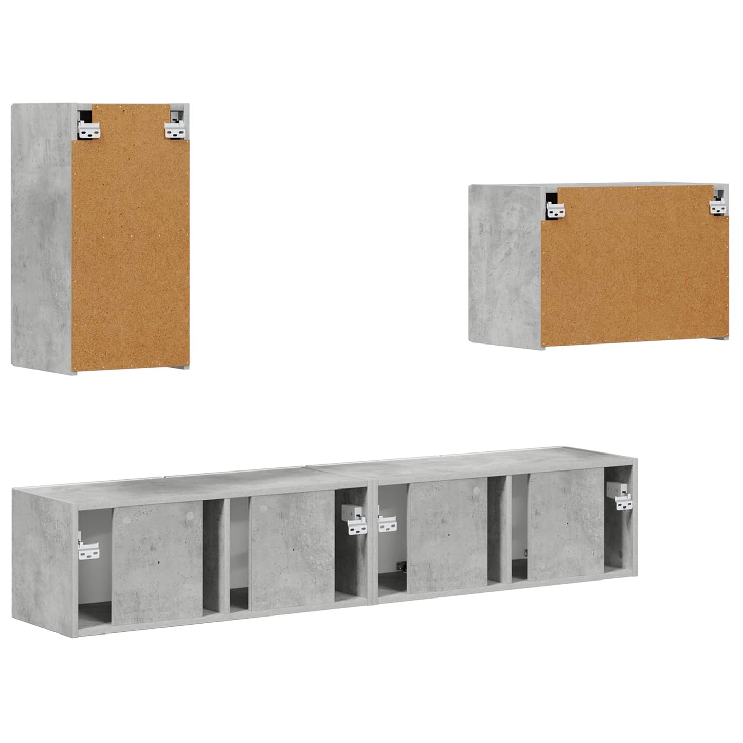 TV Wall Cabinet Set 4 pcs Concrete Grey Engineered Wood