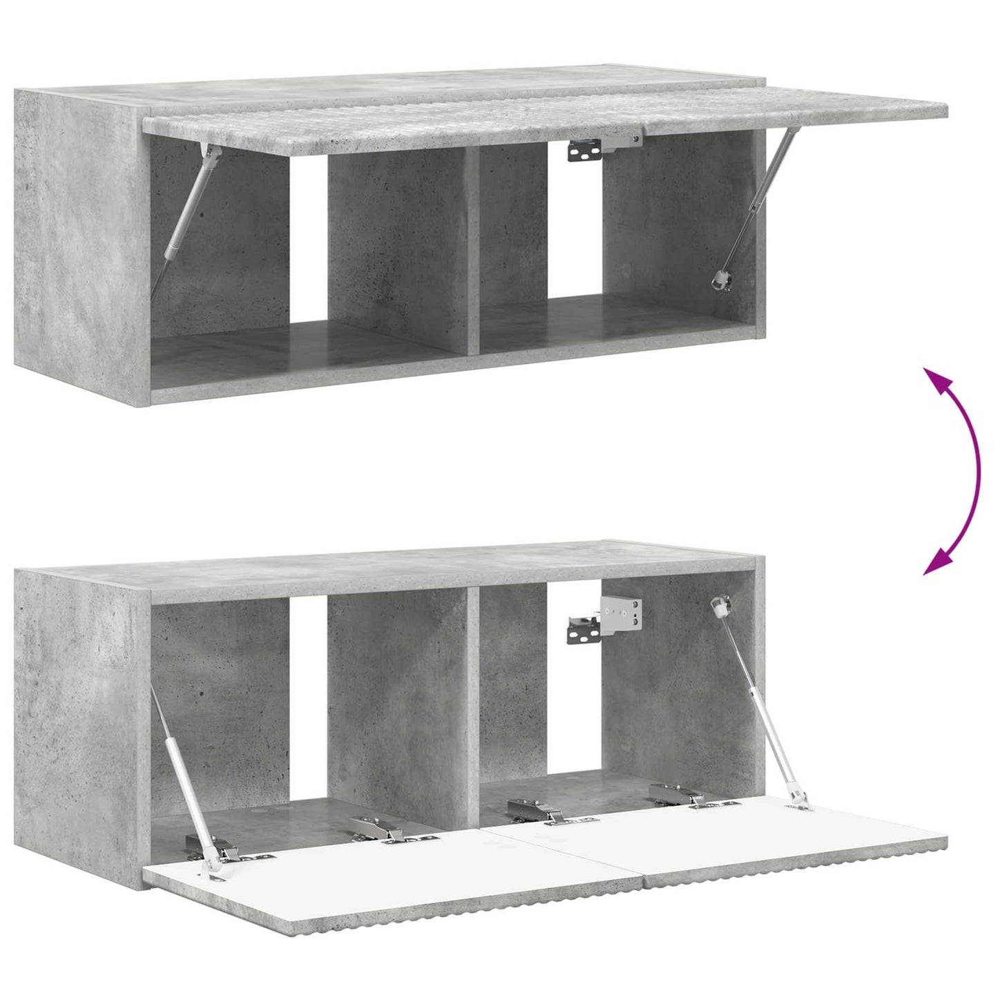 TV Wall Cabinet Set 4 pcs Concrete Grey Engineered Wood