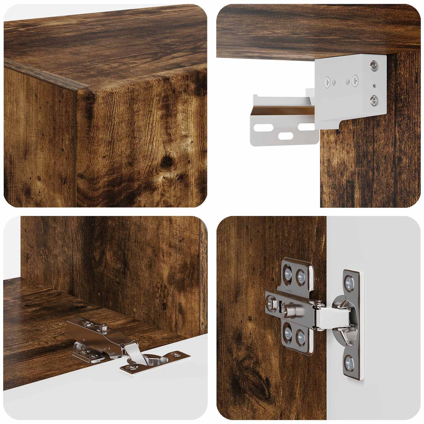 TV Wall Cabinet Set 4 pcs Smoked Oak Engineered Wood