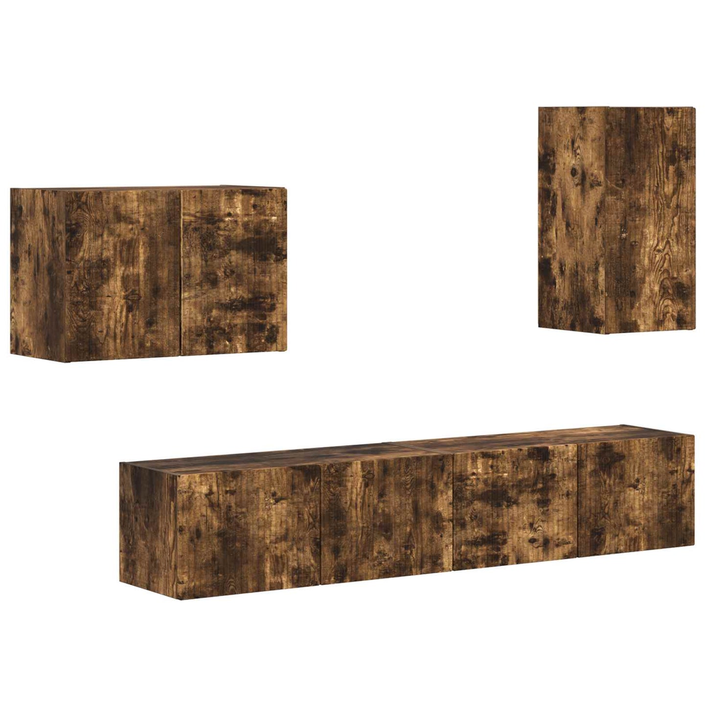 TV Wall Cabinet Set 4 pcs Smoked Oak Engineered Wood