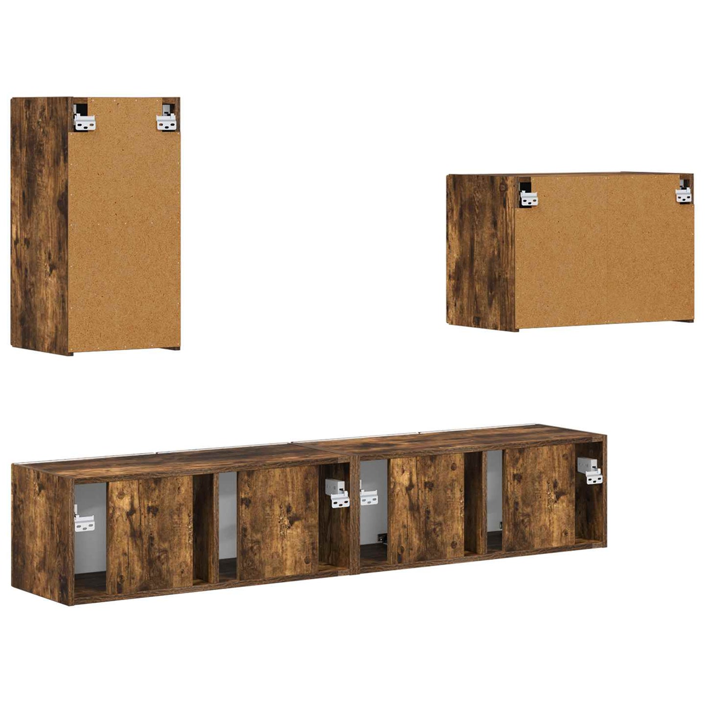 TV Wall Cabinet Set 4 pcs Smoked Oak Engineered Wood