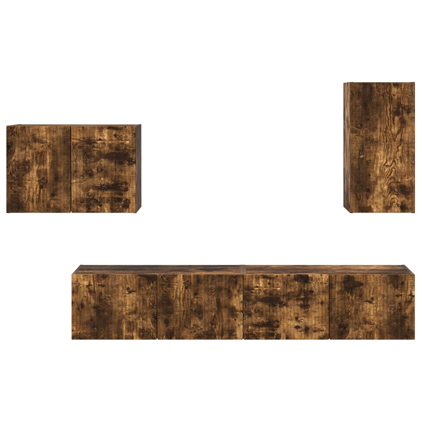 TV Wall Cabinet Set 4 pcs Smoked Oak Engineered Wood