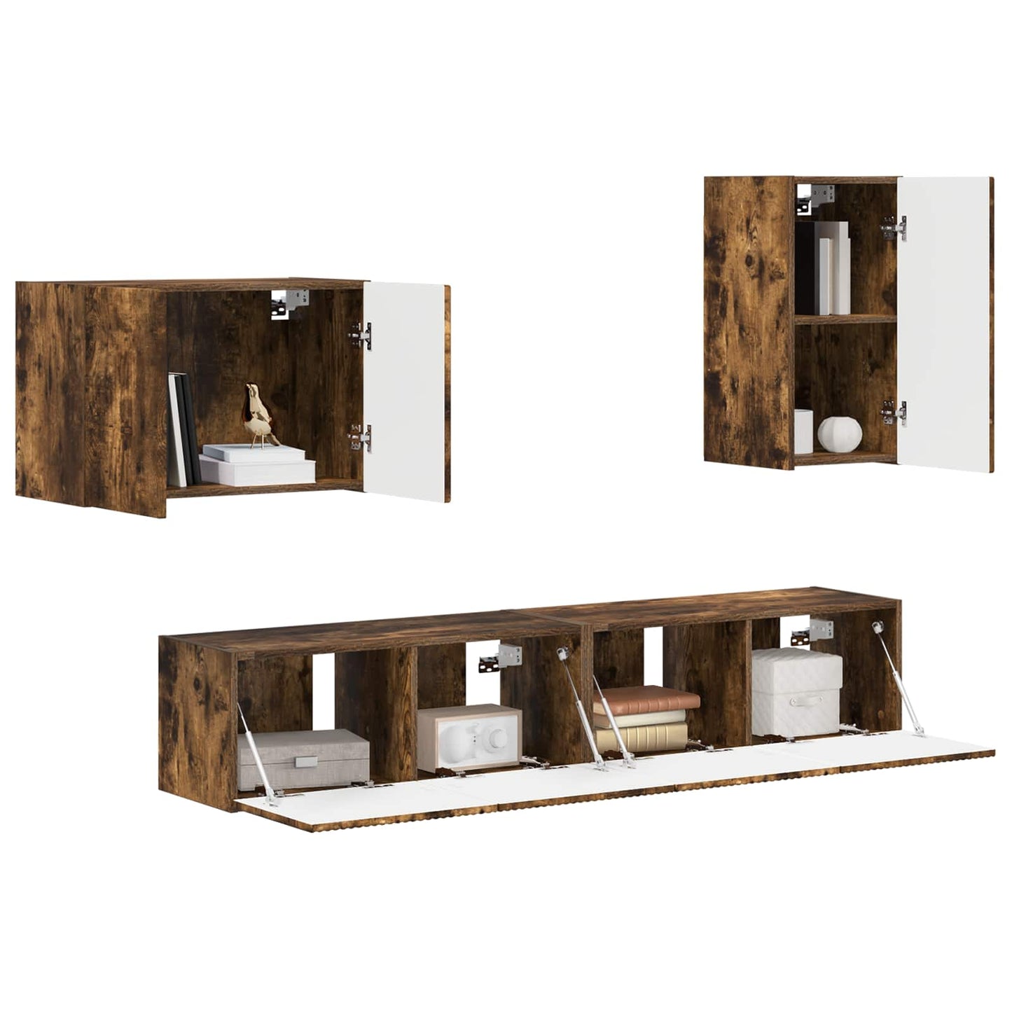 TV Wall Cabinet Set 4 pcs Smoked Oak Engineered Wood