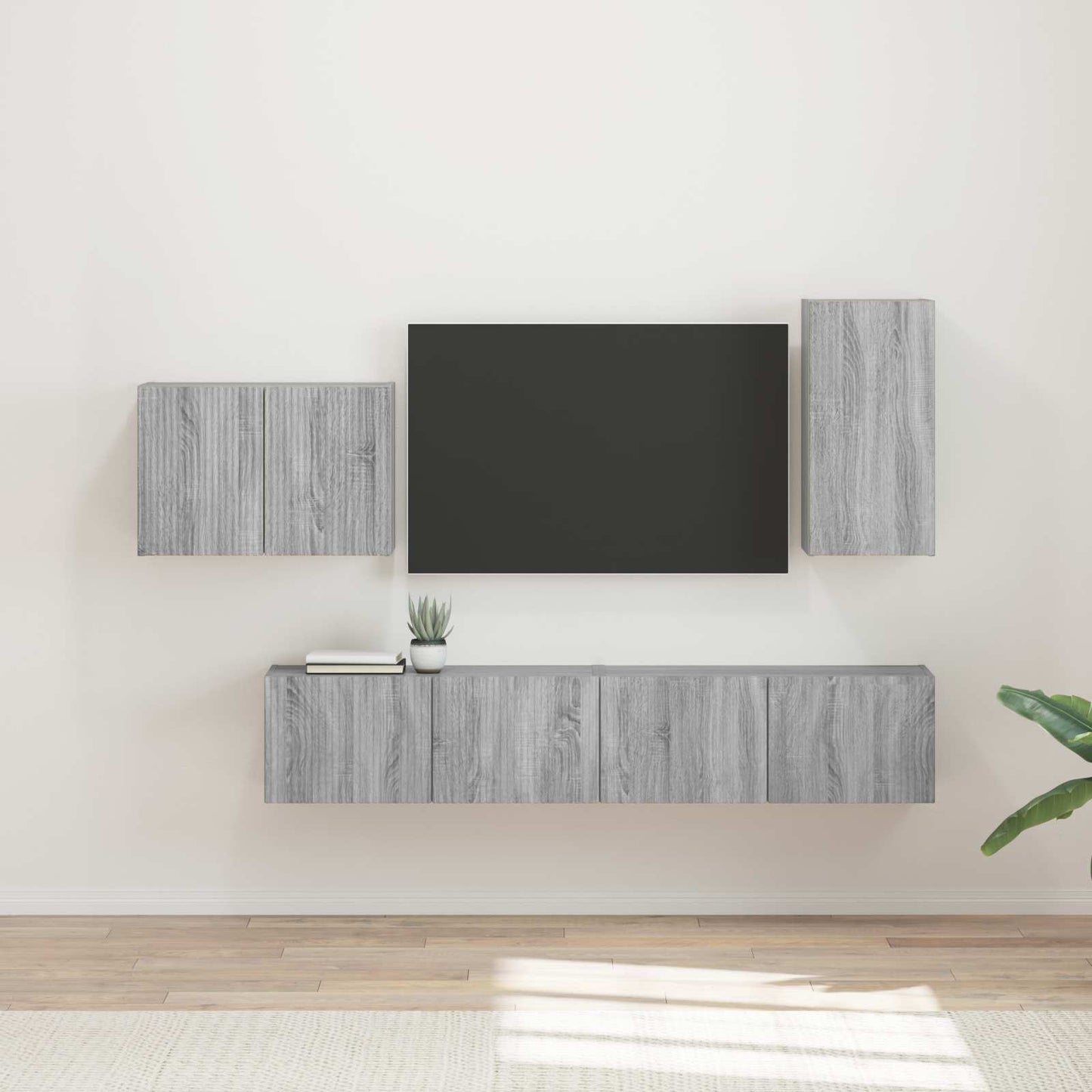 TV Wall Cabinet Set 4 pcs Grey Sonoma Engineered Wood