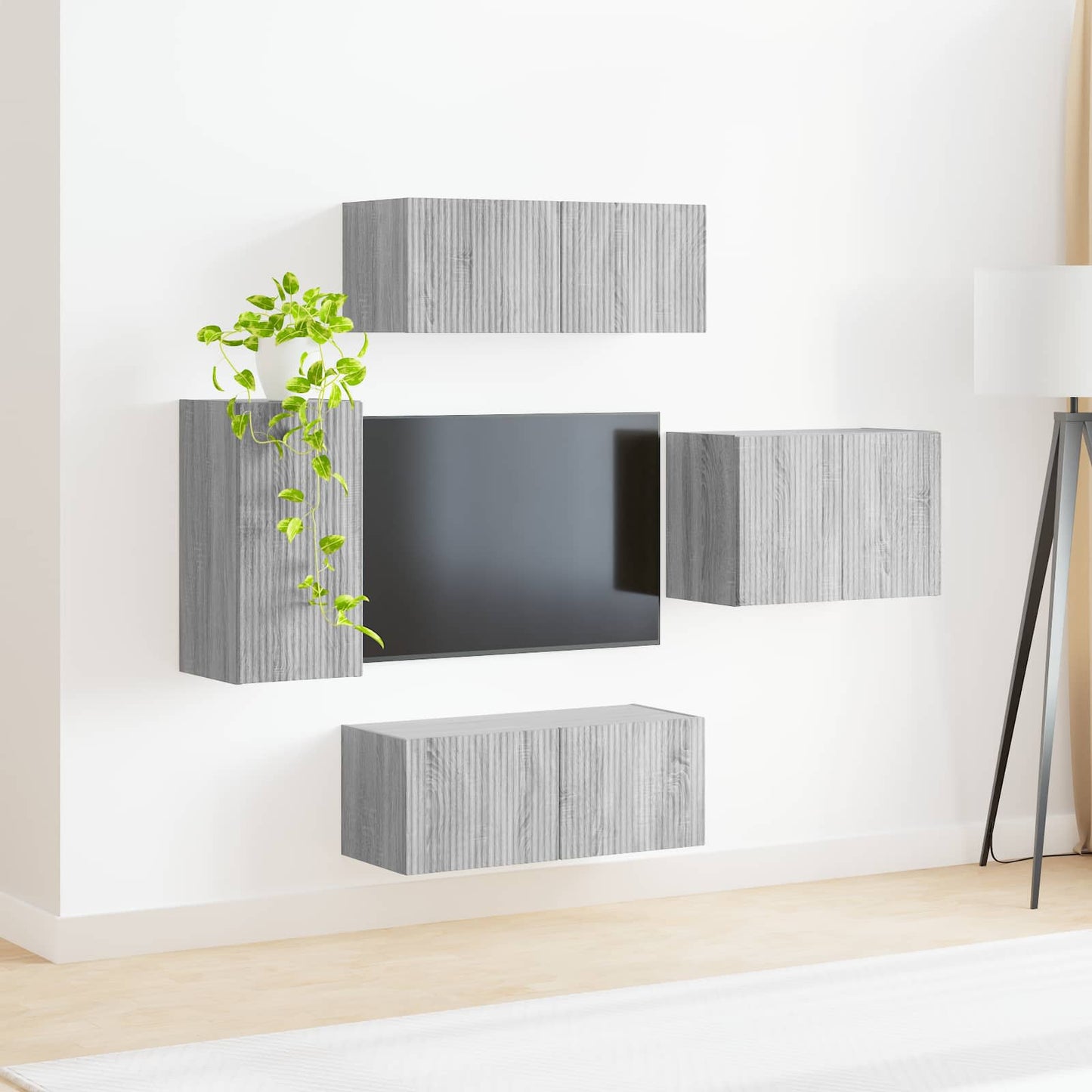 TV Wall Cabinet Set 4 pcs Grey Sonoma Engineered Wood