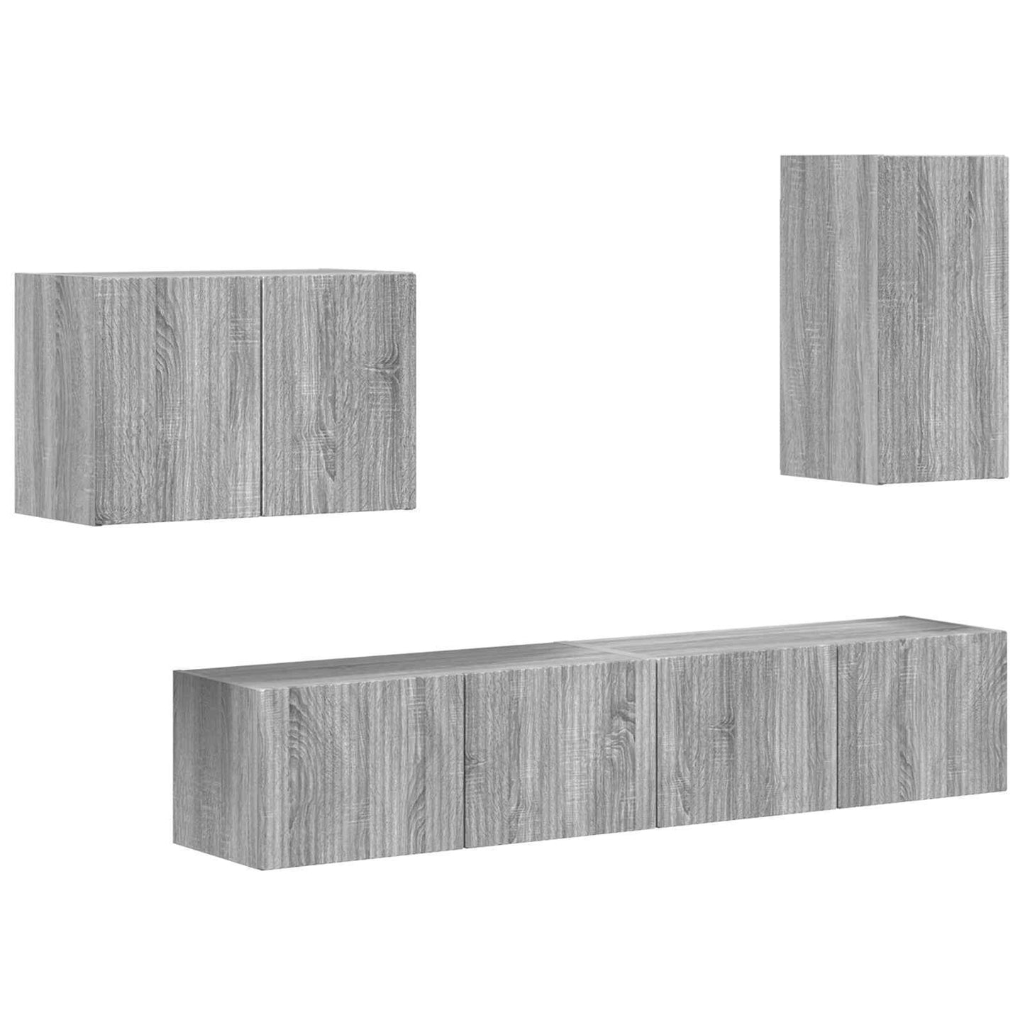 TV Wall Cabinet Set 4 pcs Grey Sonoma Engineered Wood