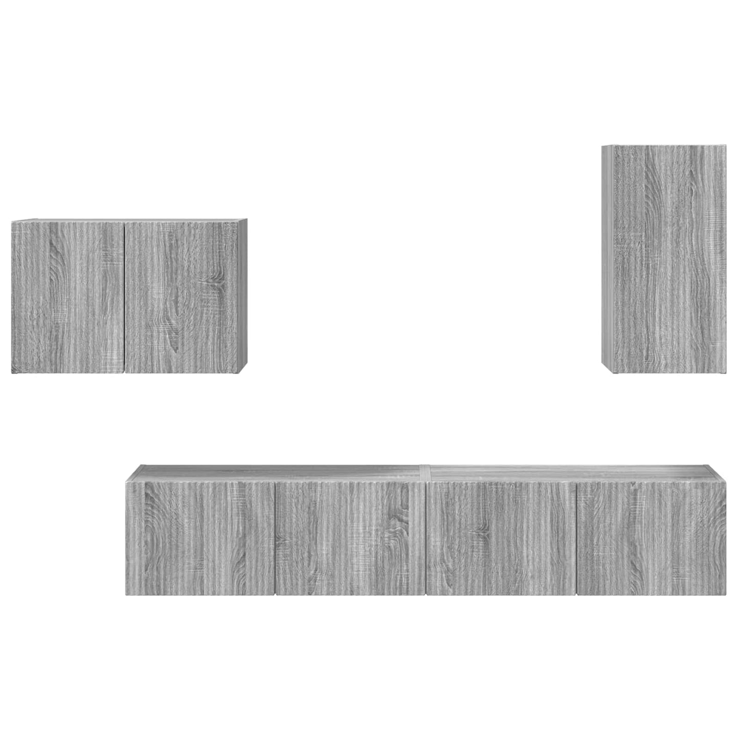 TV Wall Cabinet Set 4 pcs Grey Sonoma Engineered Wood