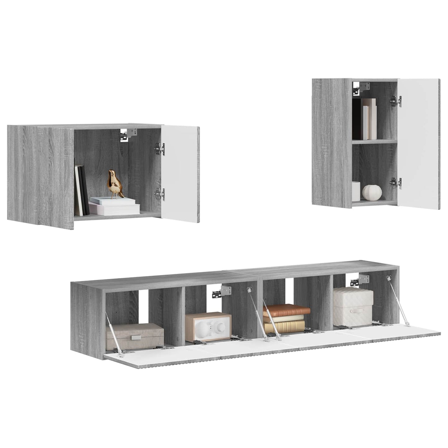 TV Wall Cabinet Set 4 pcs Grey Sonoma Engineered Wood