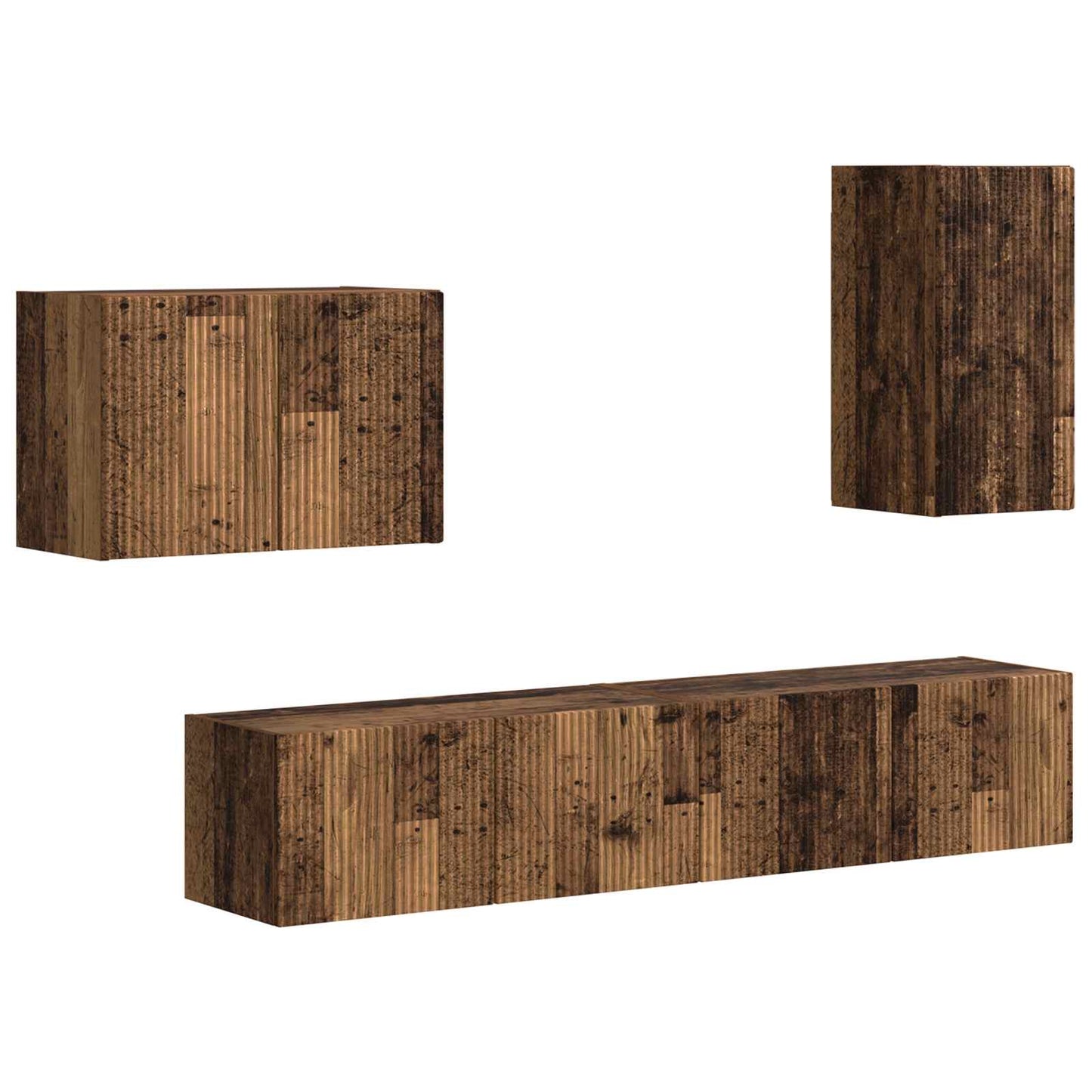 TV Wall Cabinet Set Wall-mounted 4 pcs Old Wood Engineered Wood