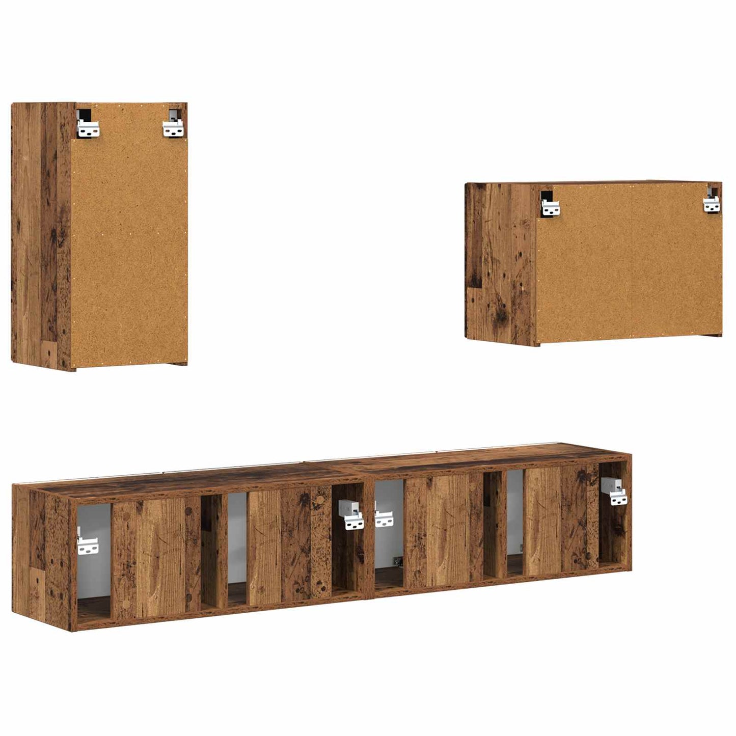TV Wall Cabinet Set Wall-mounted 4 pcs Old Wood Engineered Wood