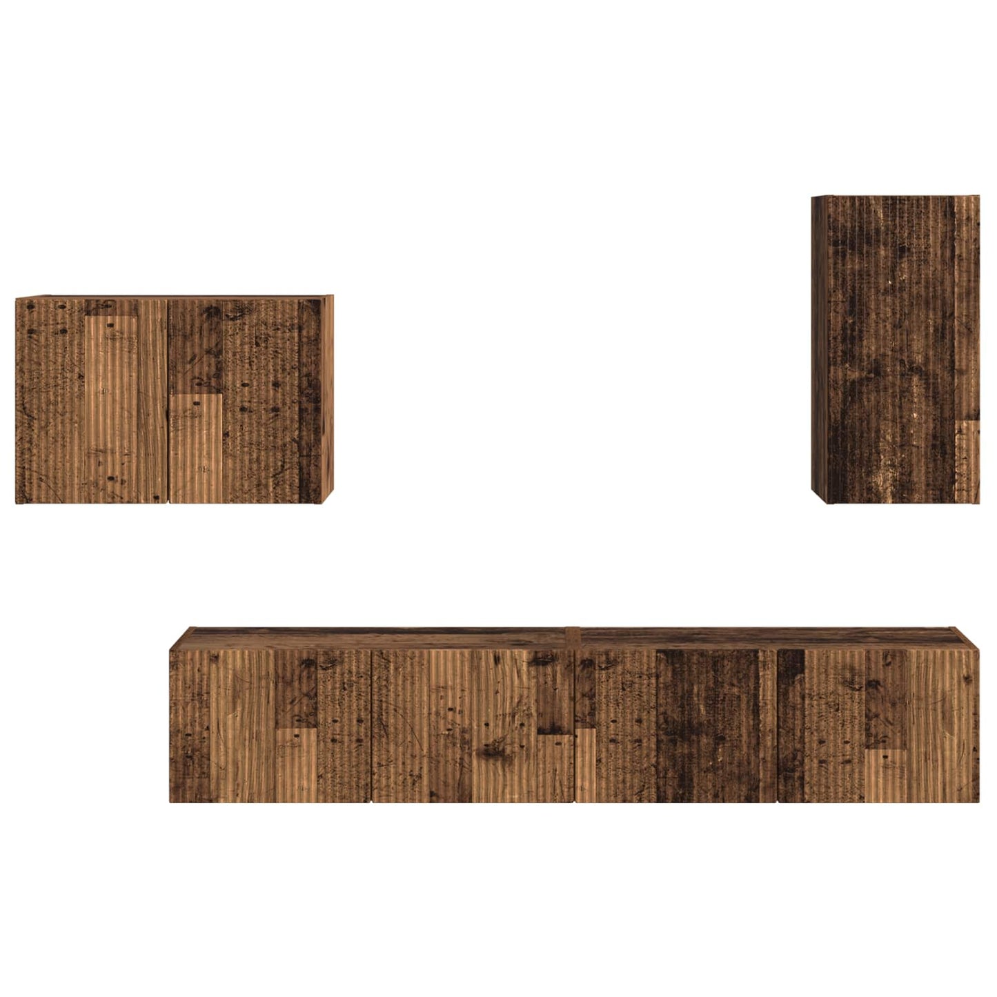 TV Wall Cabinet Set Wall-mounted 4 pcs Old Wood Engineered Wood