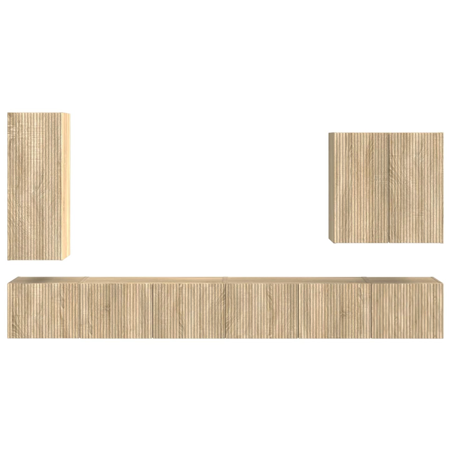 TV Wall Cabinet Set Wall-mounted 6 pcs Sonoma Oak