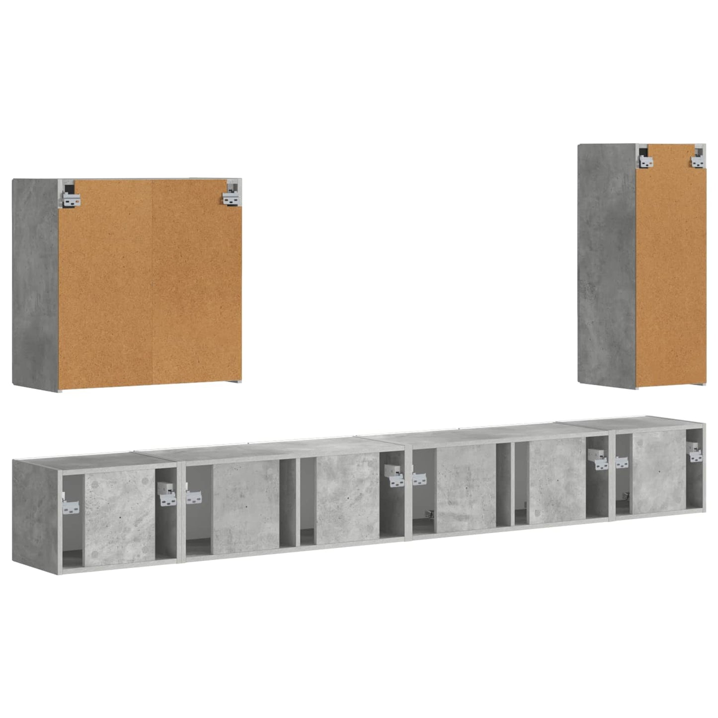 TV Wall Cabinet Set Wall-mounted 6 pcs Concrete Grey