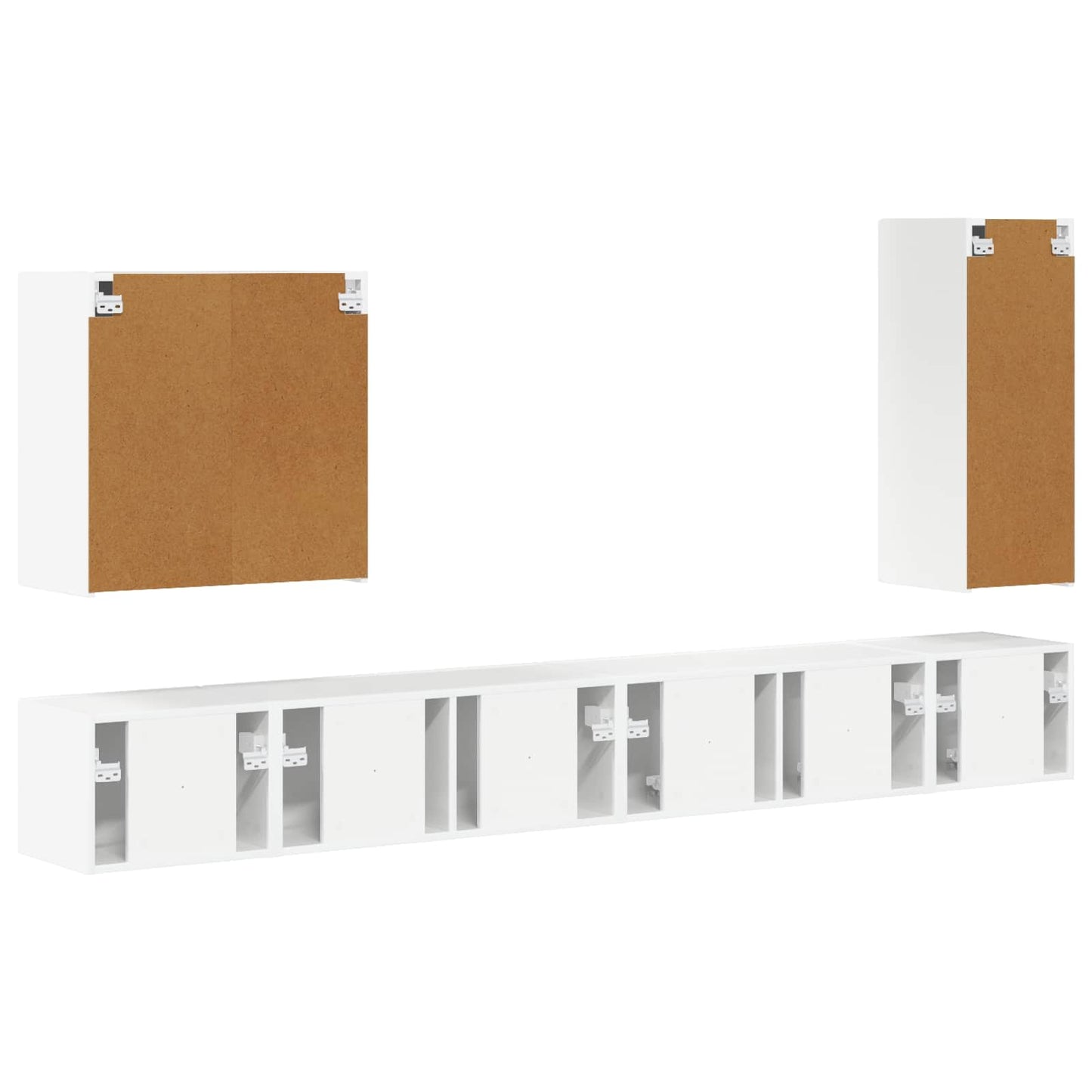 TV Wall Cabinet Set Wall-mounted 6 pcs High Gloss White