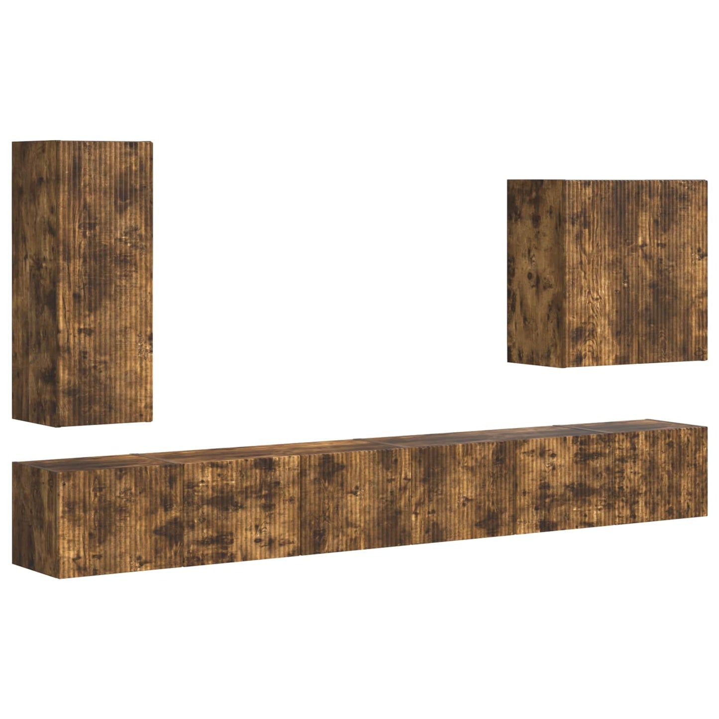 TV Wall Cabinet Set Wall-mounted 6 pcs Smoked Oak