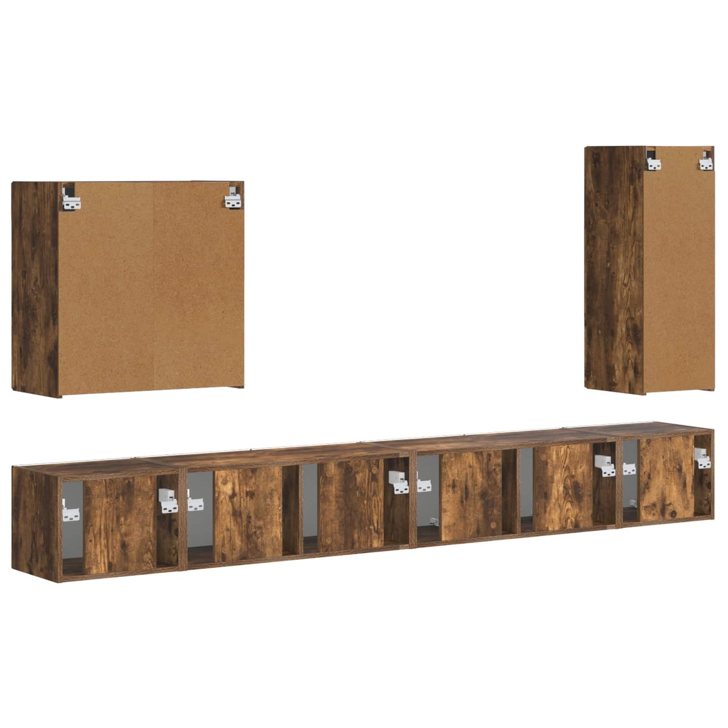 TV Wall Cabinet Set Wall-mounted 6 pcs Smoked Oak