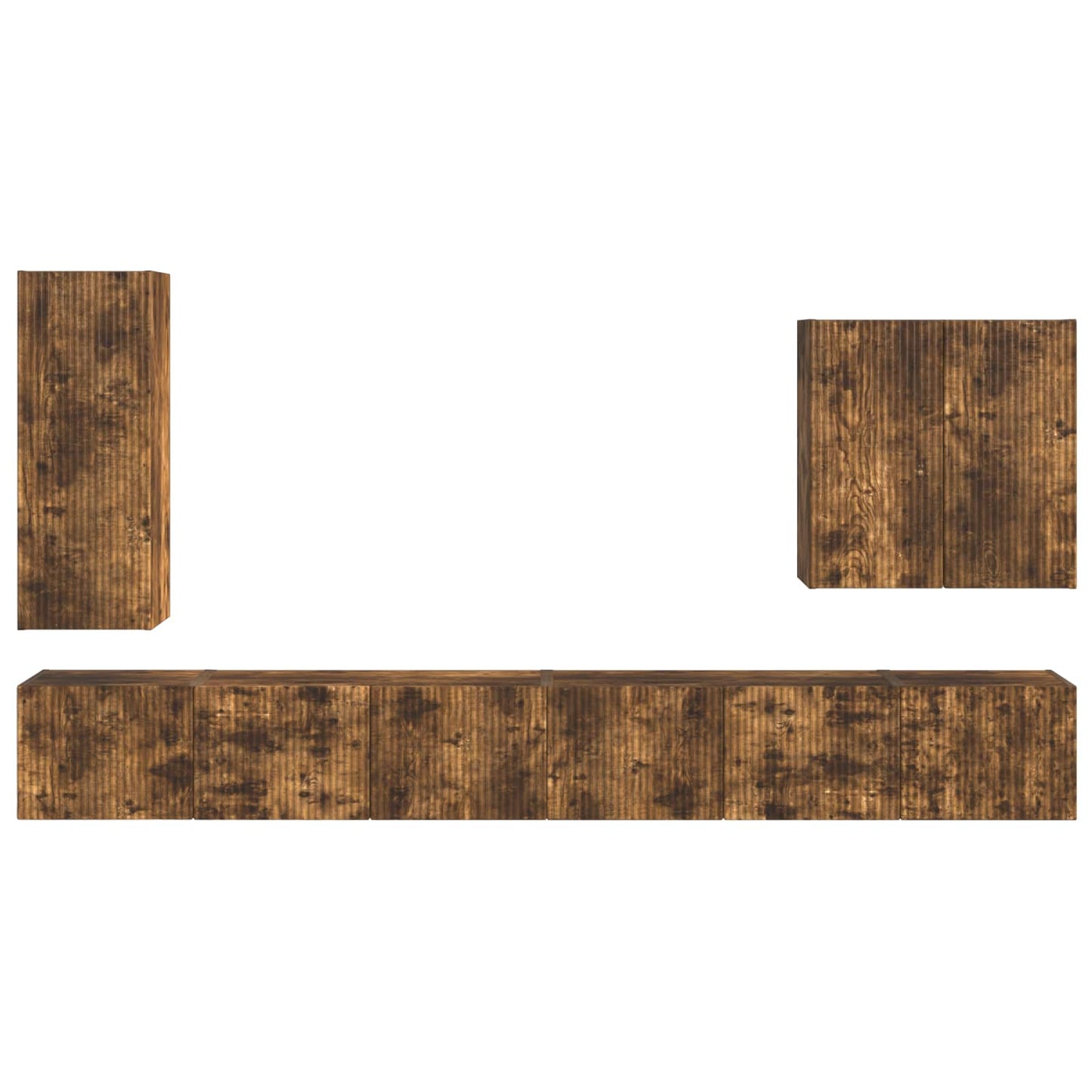 TV Wall Cabinet Set Wall-mounted 6 pcs Smoked Oak