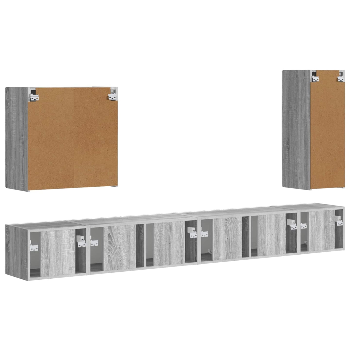 TV Wall Cabinet Set Wall-mounted 6 pcs Grey Sonoma