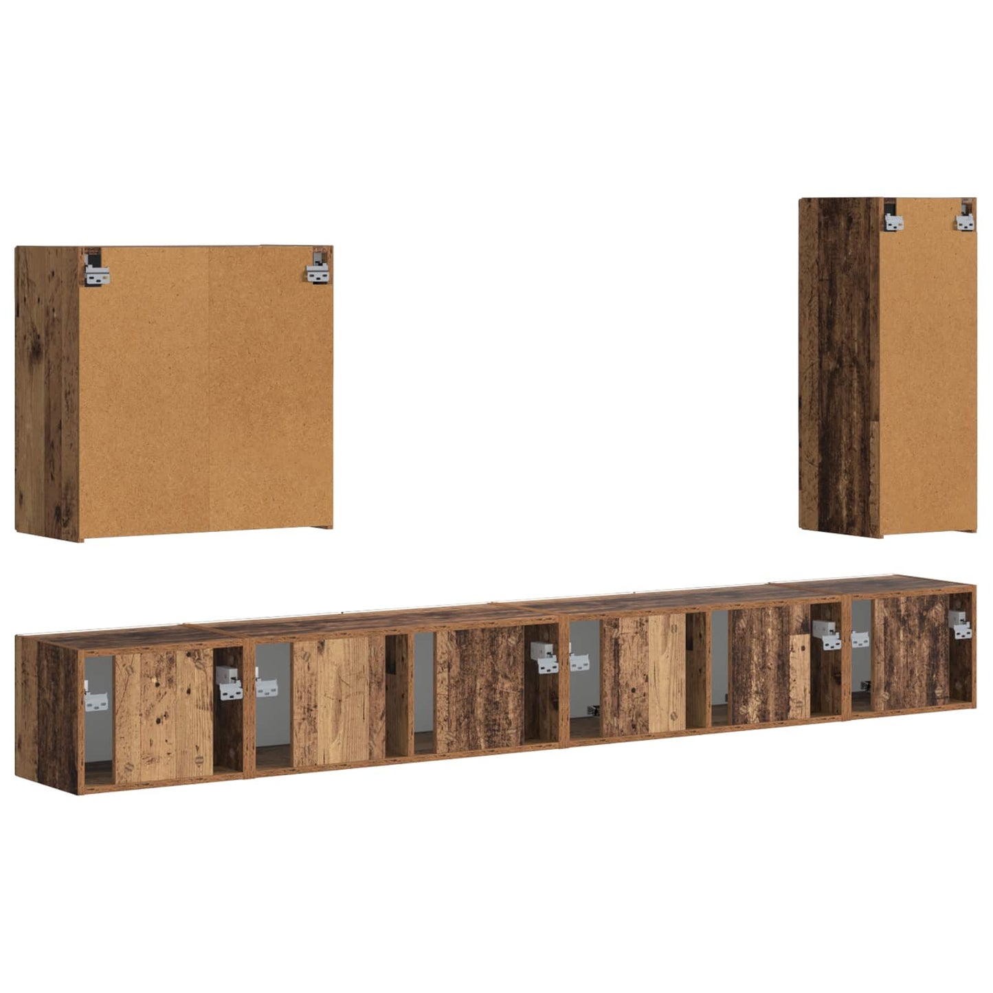 TV Wall Cabinet Set Wall-mounted 6 pcs Old Wood