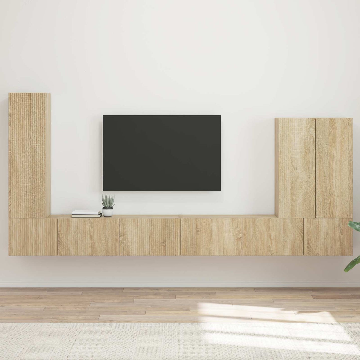 TV Wall Cabinet Set Wall-mounted 6 pcs Sonoma Oak