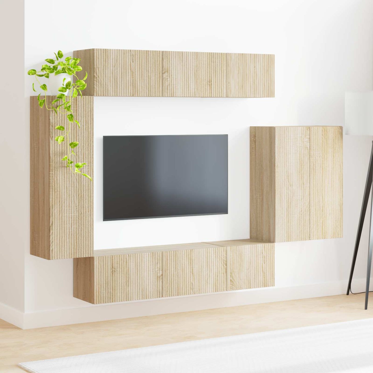 TV Wall Cabinet Set Wall-mounted 6 pcs Sonoma Oak