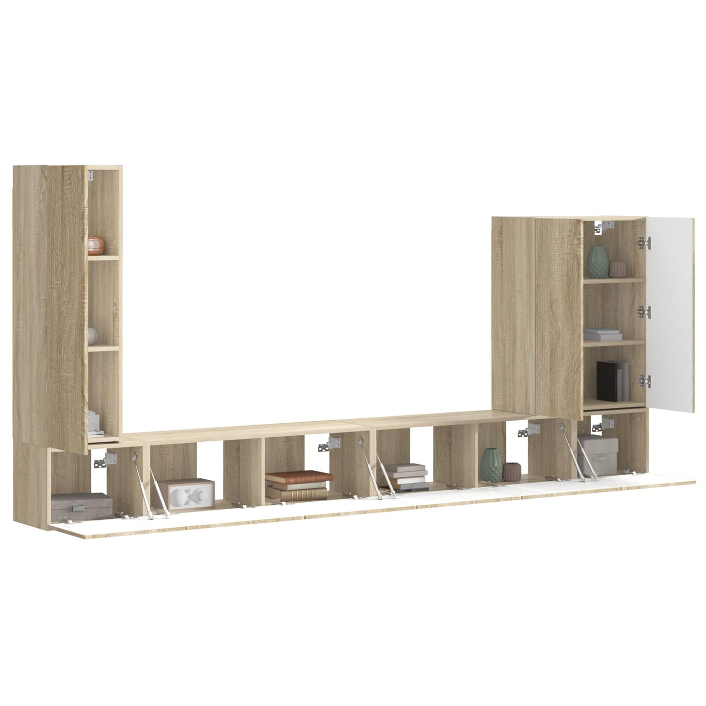 TV Wall Cabinet Set Wall-mounted 6 pcs Sonoma Oak