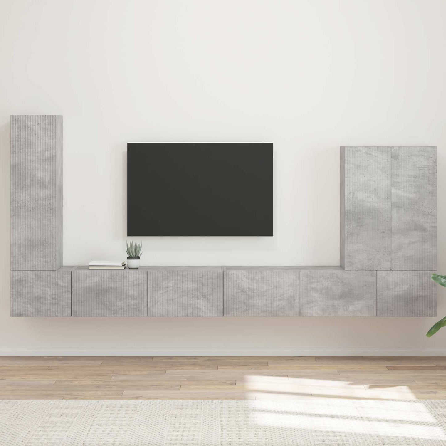 TV Wall Cabinet Set Wall-mounted 6 pcs Concrete Grey