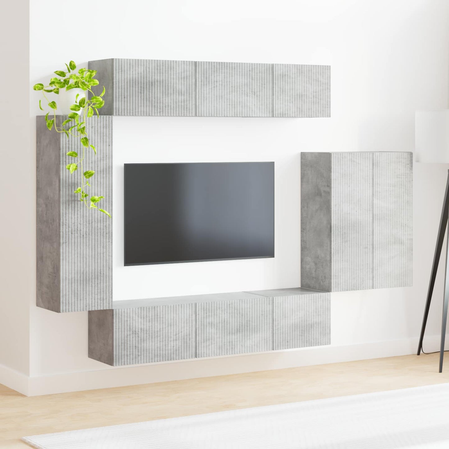 TV Wall Cabinet Set Wall-mounted 6 pcs Concrete Grey